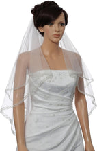 Load image into Gallery viewer, Luxurious 2T Dual Edge Embroidered Veil with Silver Thread Trim - Bridal Beauty
