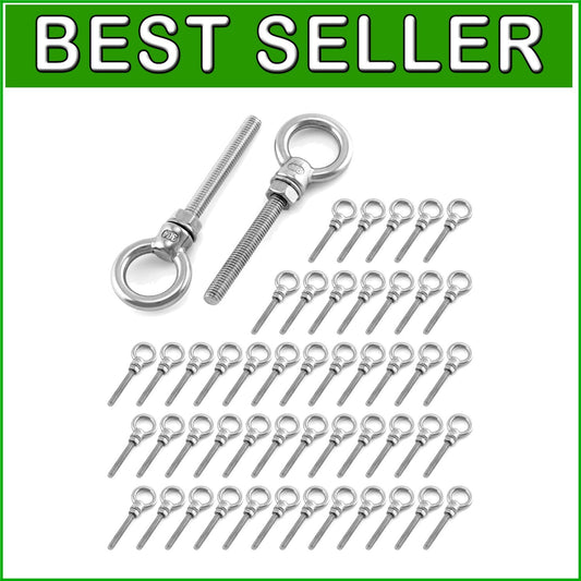 Stainless Steel Eyebolts - 50 Pack, 1/4" x 2" Long for Various Applications