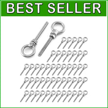 Load image into Gallery viewer, Stainless Steel Eyebolts - 50 Pack, 1/4" x 2" Long for Various Applications
