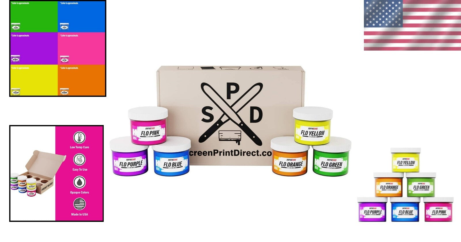 8 oz. Vibrant Fluorescent Plastisol Ink Kit - Durable for Any Fabric Surface