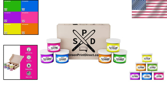 8 oz. Vibrant Fluorescent Plastisol Ink Kit - Durable for Any Fabric Surface