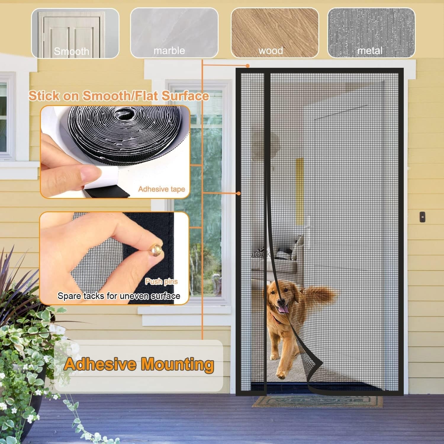 Fiberglass Magnetic Screen Door - 48x96in, Easy Install, Kids & Pets Friendly