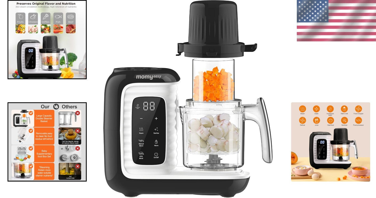 All-in-One Baby Food Maker: Steamer, Chopper & Warmer with Nutrient Preservation