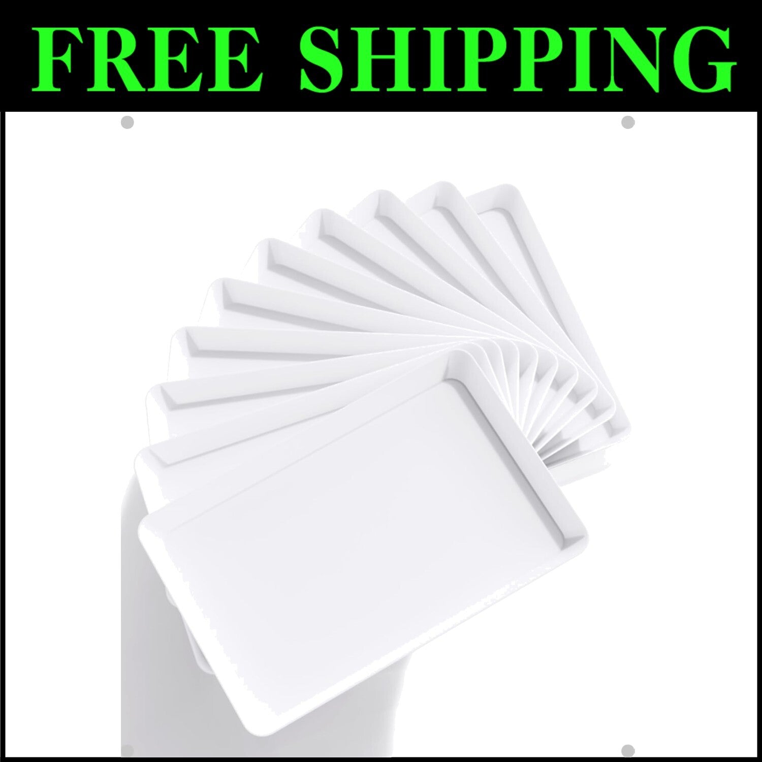 Versatile Plastic Serving Trays, Lightweight 10-Pack for Effortless Clean Up