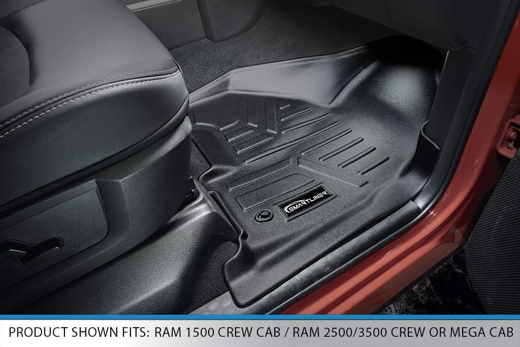 Raised Lip Floor Liners for 2012-2018 RAM Crew Cab - Durable All-Weather Design