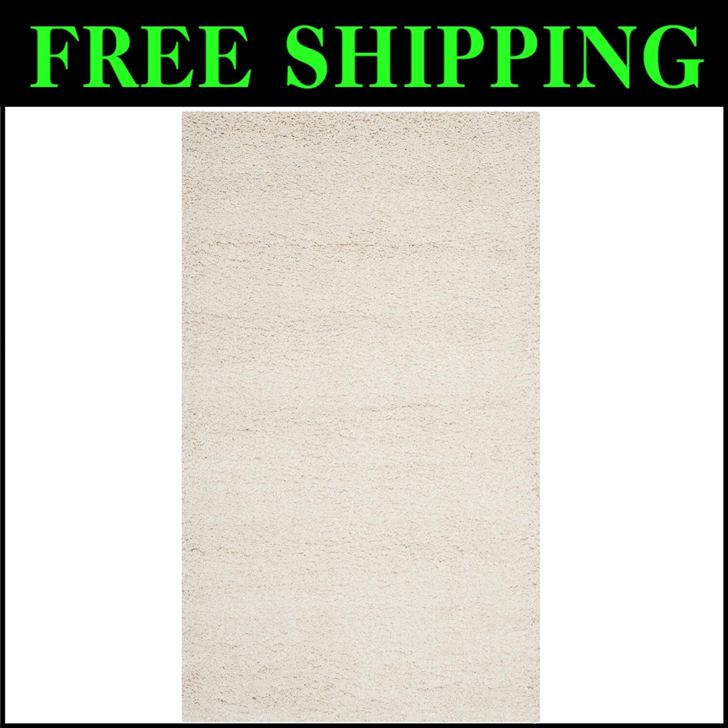 Milan Shag Collection Accent Rug 2' x 4' - Non-Shedding Ivory Elegance