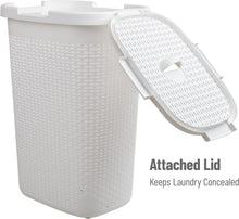 Load image into Gallery viewer, 60L Lightweight Wicker-Style Laundry Hamper with Hinged Lid - Stylish Storage
