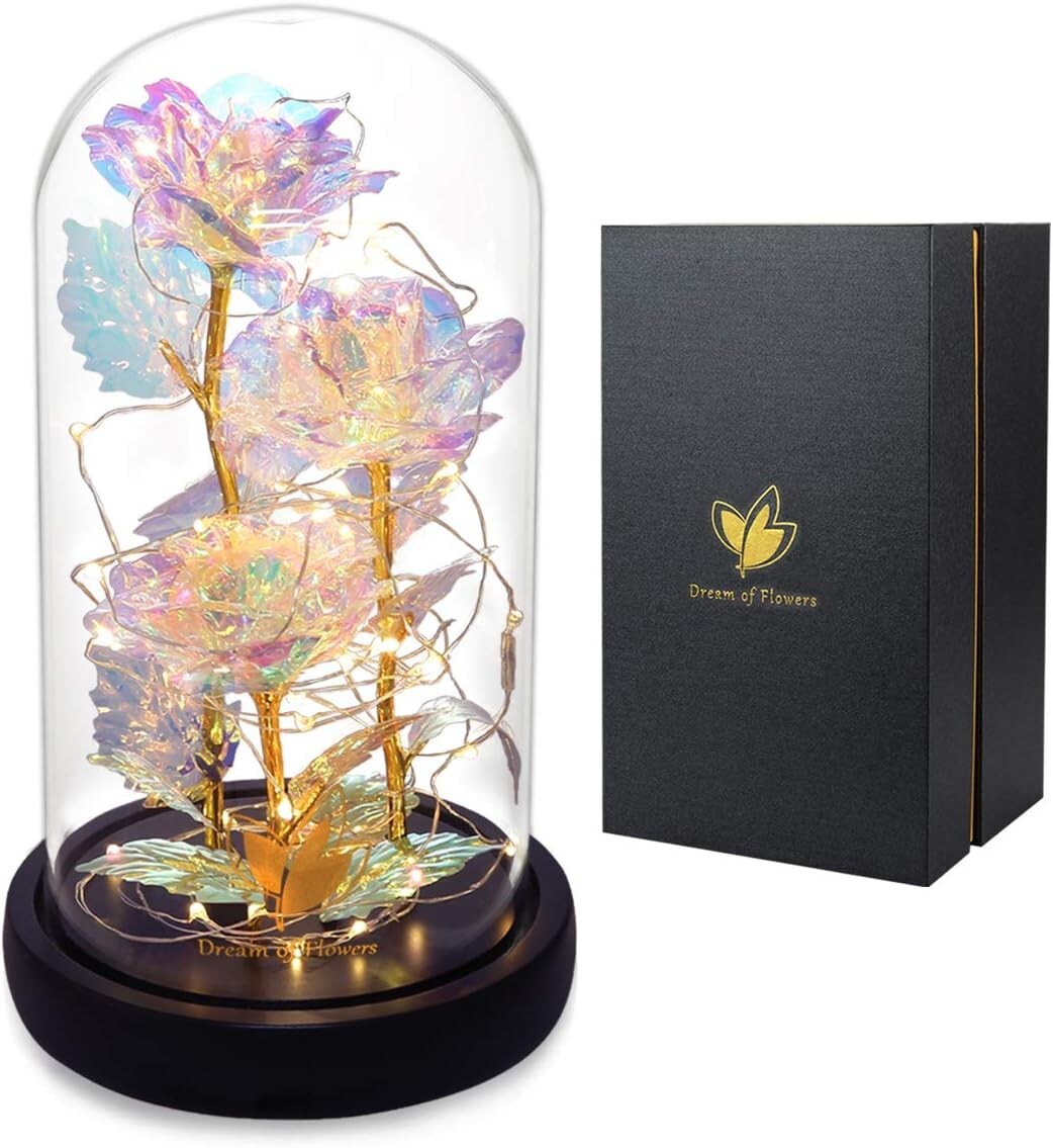 Eternal Glass Dome Rose Flower - Perfect Birthday and Valentine's Gift for Women
