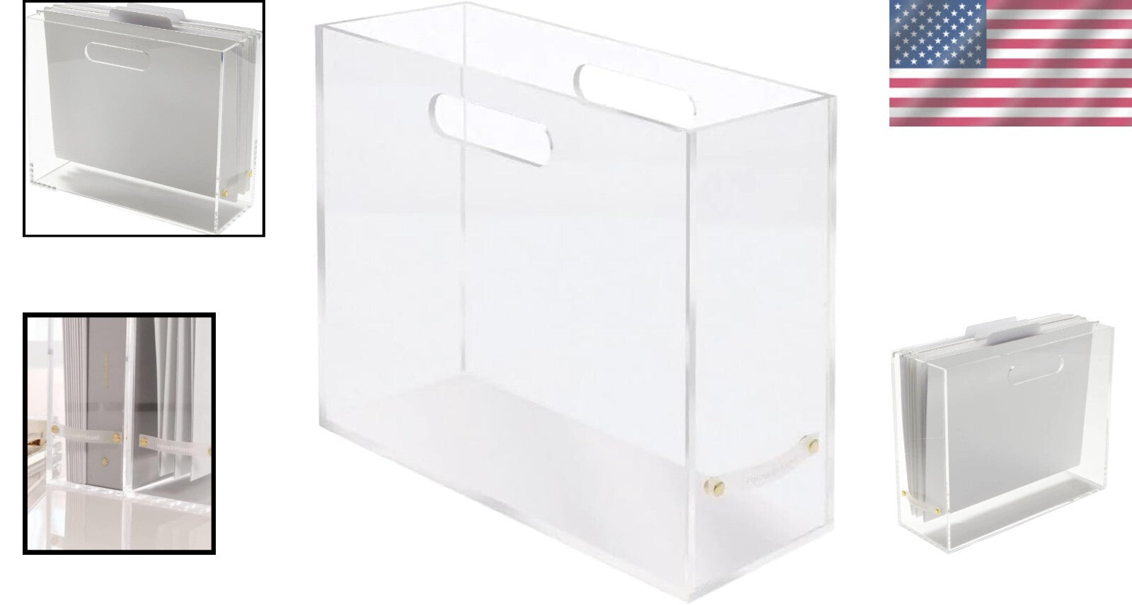 Elegant Clear Acrylic File Box Slim Organizer for Stylish Desk Storage 12.25"L