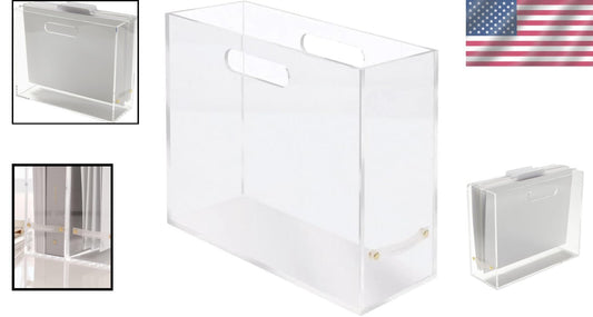 Elegant Clear Acrylic File Box Slim Organizer for Stylish Desk Storage 12.25"L