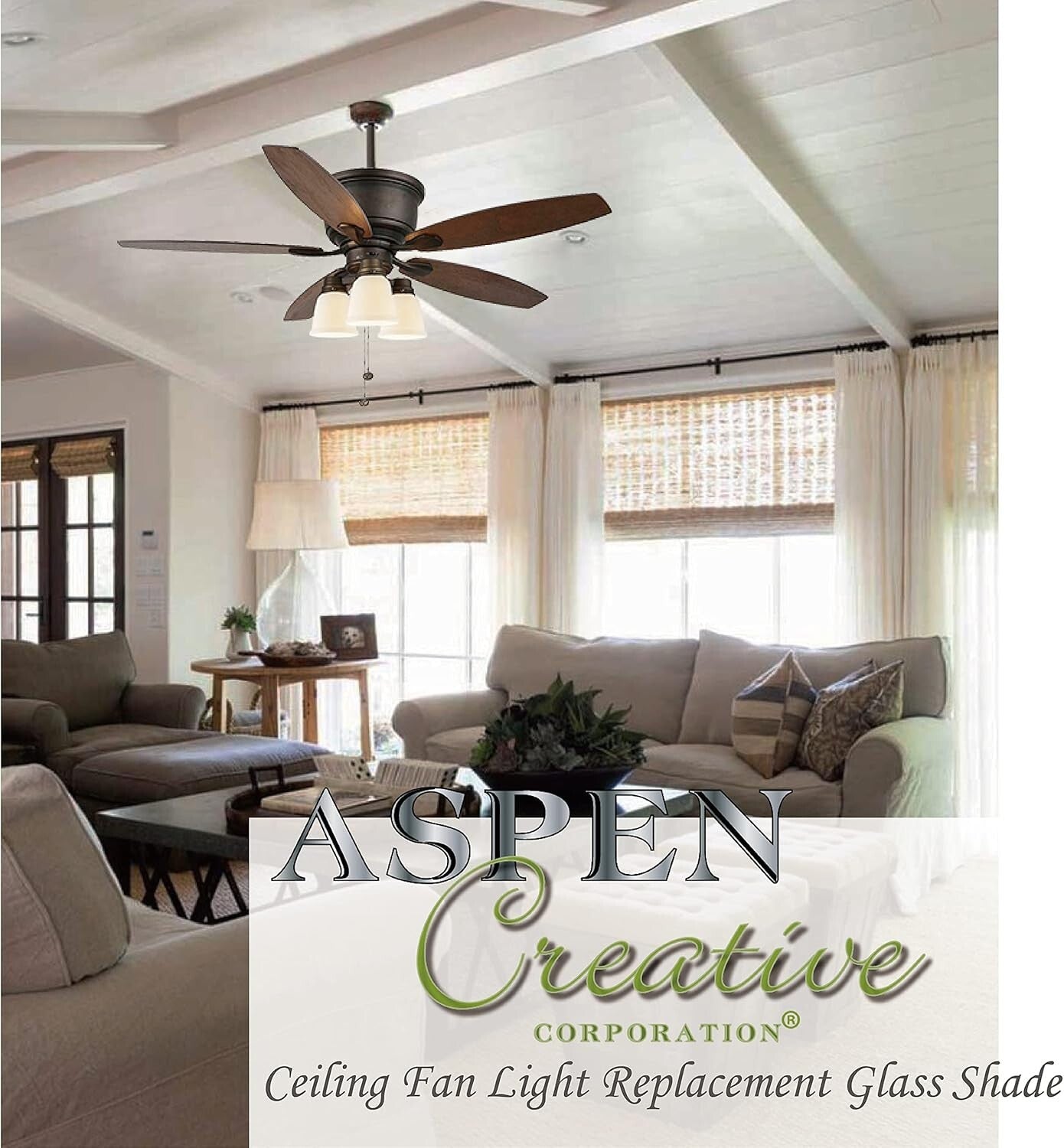 Elegant Pack of 4 Bell-Shaped Seeded Glass Shades for Ceiling Fans & Lamps