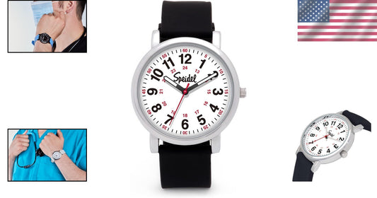Scrub Watch for Medical Professionals - Easy Read Face, Military Time, Colors