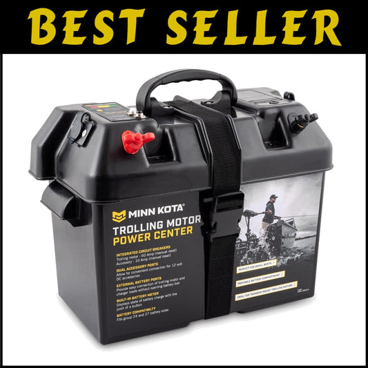 Efficient Trolling Motor Battery Center, Resettable Circuit Breakers & Terminals