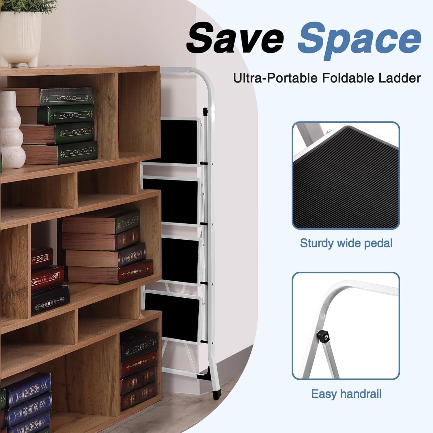 Ultra-Portable 4-Step Step Stool with Safety Handrails – Perfect for All Tasks