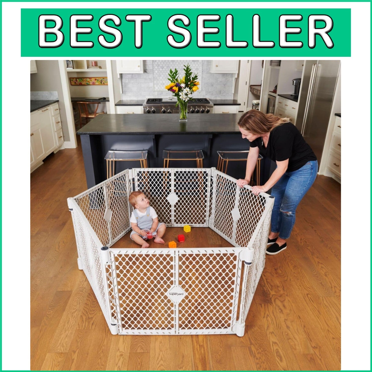 6-Panel Baby Playpen with UV-Resistant Material - Safe Indoor/Outdoor Enclosure