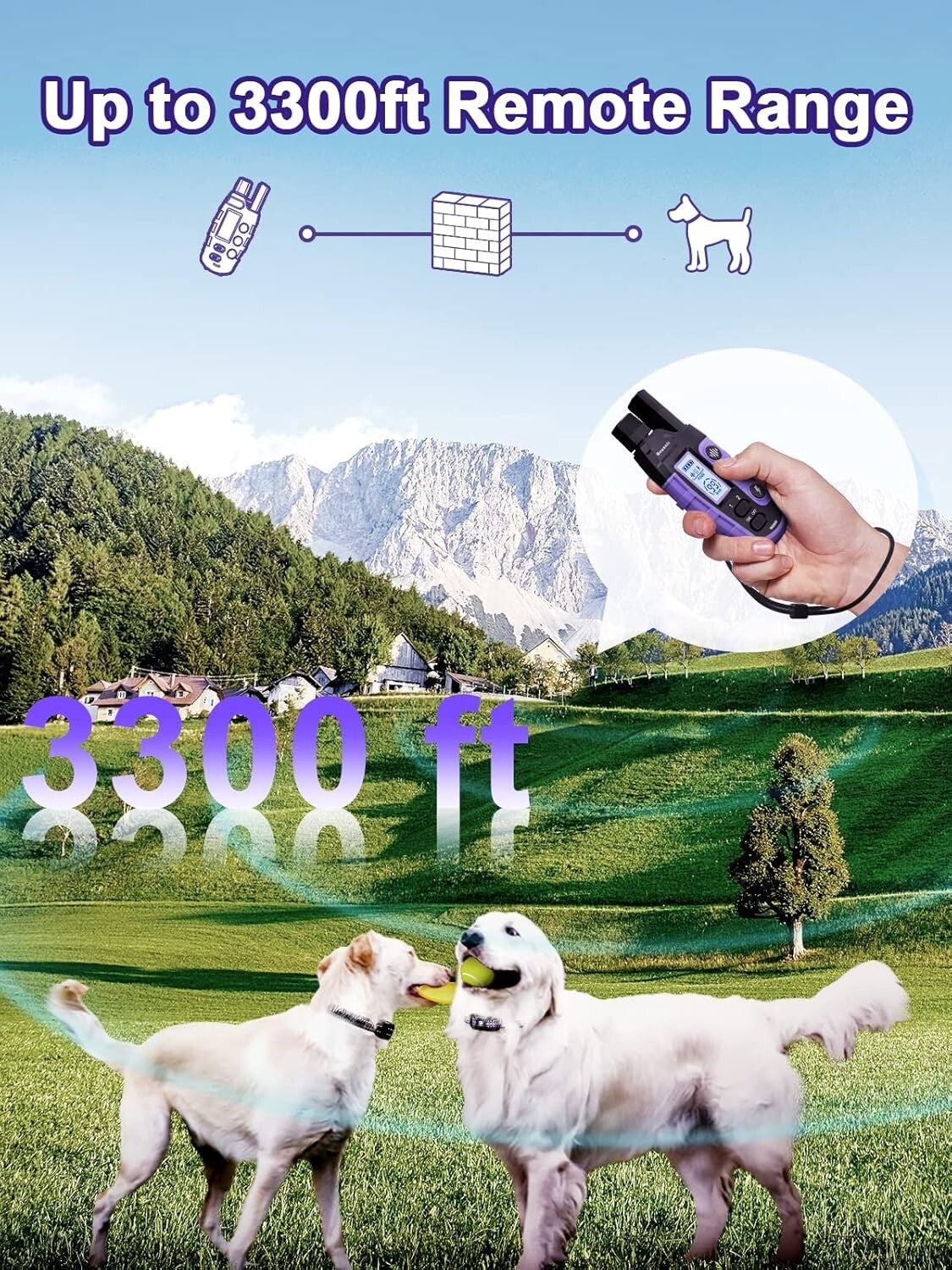 Rechargeable Dog Training Collar for 2 Dogs - 3 Modes, Waterproof Design