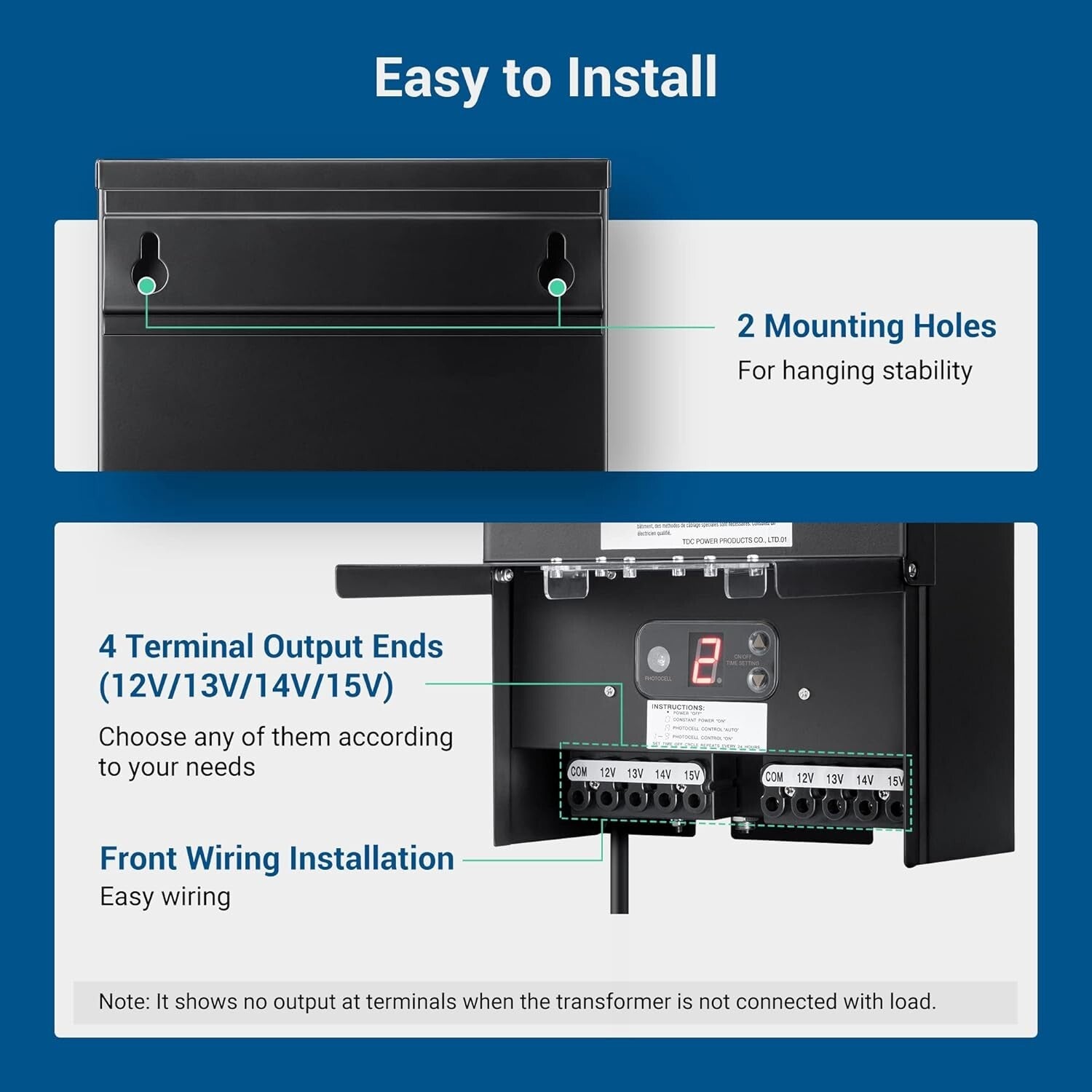 600W Wall-Mounted Landscape Transformer with Corrosion Resistance & Photo Sensor