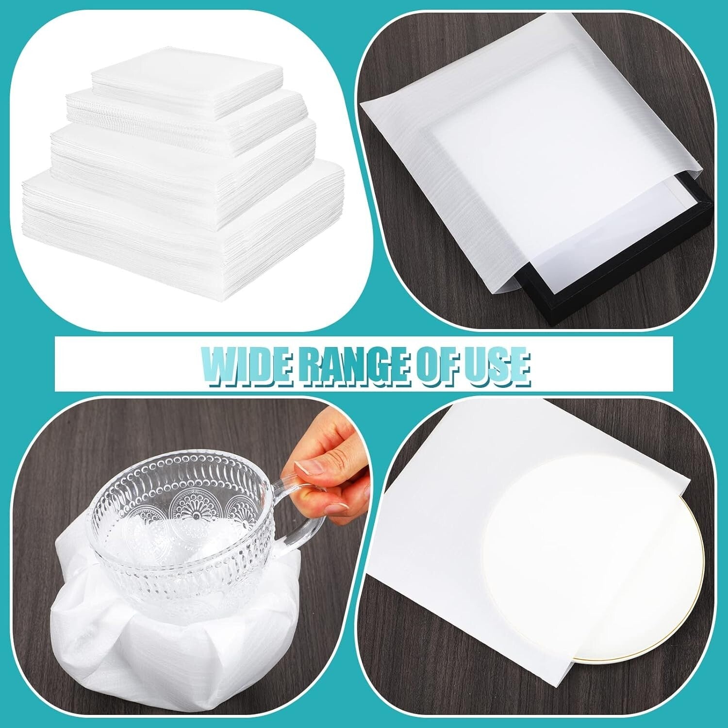 200 Pack Cushion Foam Pouches in 4 Sizes - Essential for Fragile Item Protection