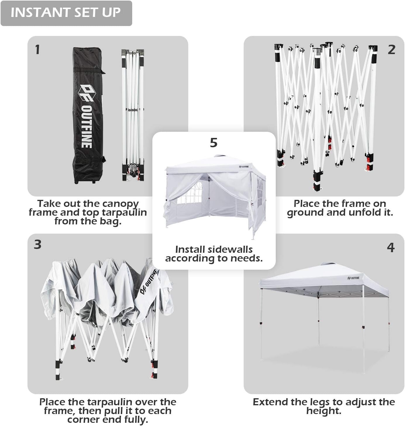 10'x10' Pop-Up Waterproof Canopy Tent with Removable Sidewalls - Outdoor Bliss