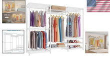 Load image into Gallery viewer, Freestanding White Closet Wardrobe Rack - Supports 890 lbs, 8 Shelves Included