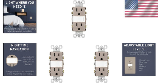 Legrand Radiant 15 Amp LED Night Light Outlet - Adjustable & Tamper Resistant