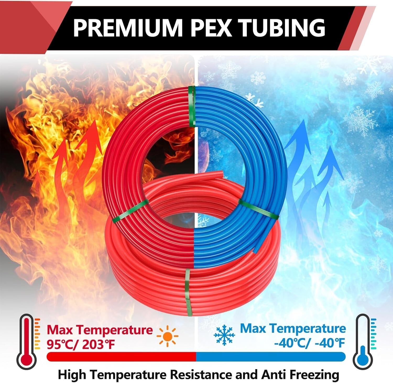 Premium 1/2-Inch Pex-A Pipe Set: 200 ft Tubing with 15pcs Fittings & 50 Clamps