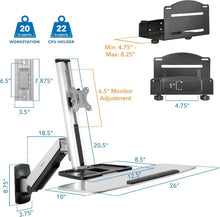 Load image into Gallery viewer, Adjustable Wall-Mounted Workstation with Articulating Monitor Arm &amp; CPU Holder