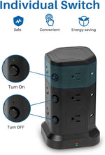 Load image into Gallery viewer, Smart Power Strip Tower: 12 Outlets &amp; 6 USBs with Individual Switches, Fireproof