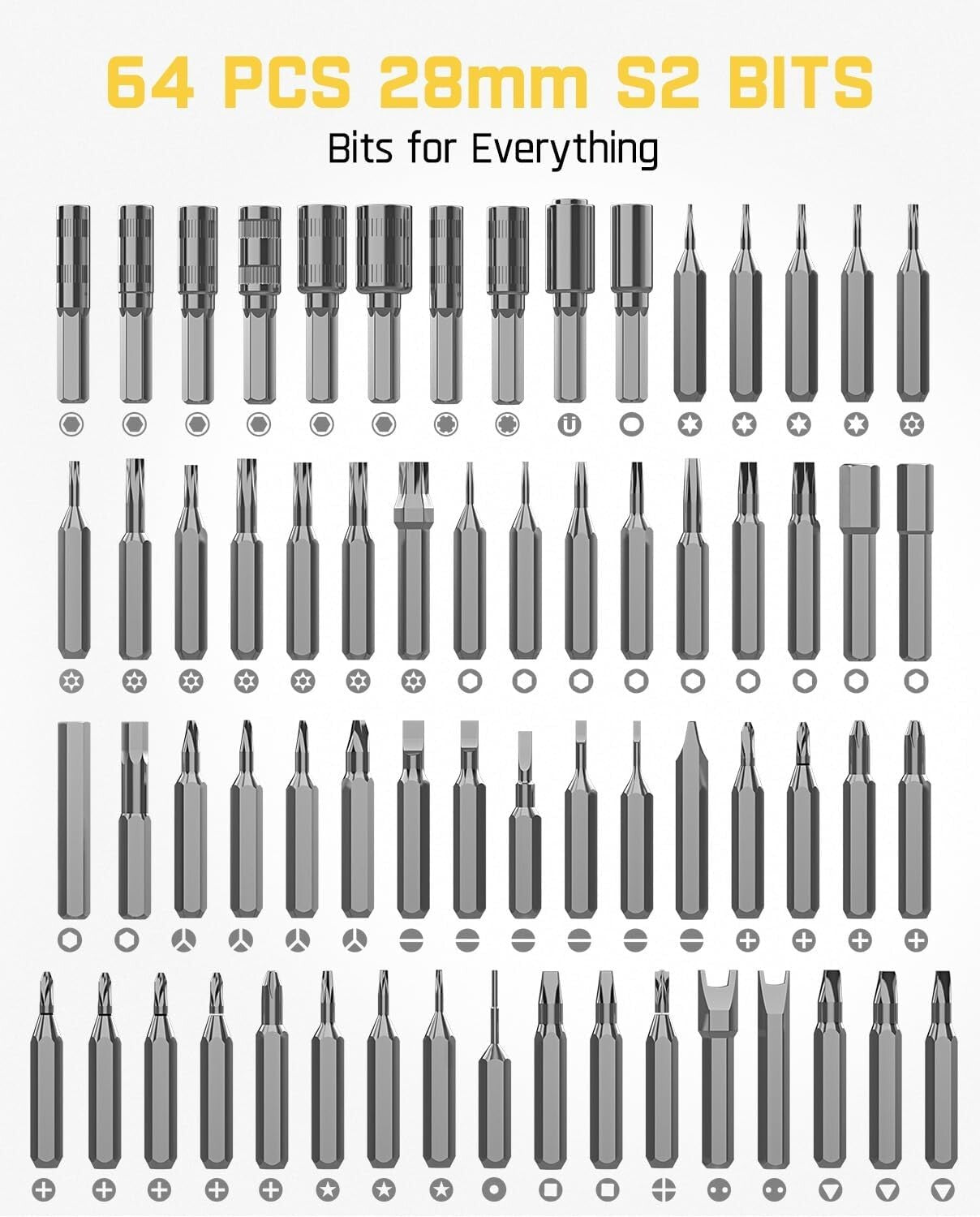 Electric Precision Screwdriver Kit with 64 Magnetic Bits - Ultimate Repair Tool