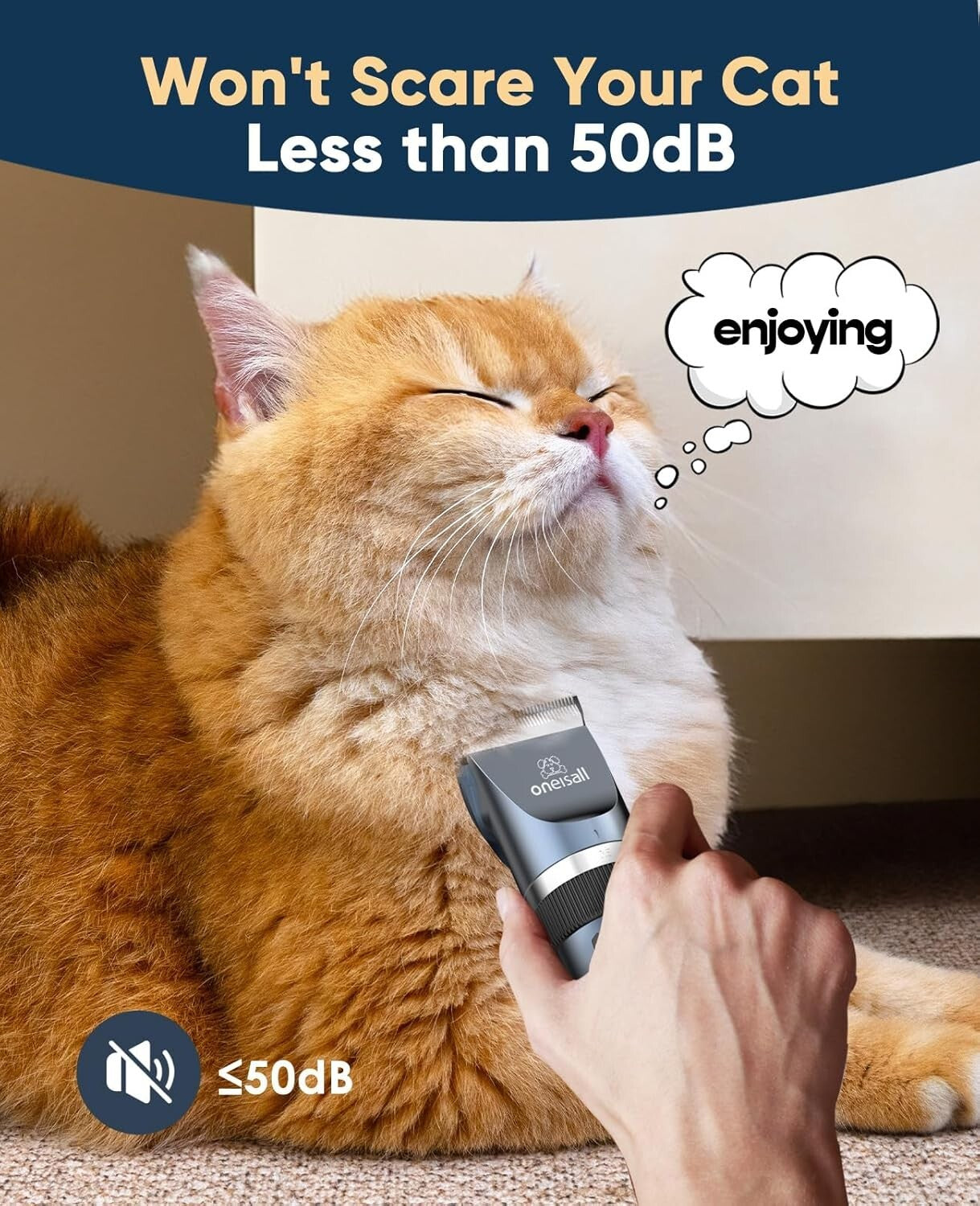 Rechargeable Cat Grooming Clippers with LCD & Accessories - Pet Care Kit in Blue