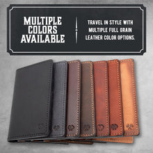 Load image into Gallery viewer, Luxury Leather Passport Holder – Fits 3.5" x 5.5" Field Notes, Travel Organized