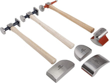 Load image into Gallery viewer, Versatile 7 Pc. Hammer and Dolly Set with Hickory Handles for Dent Removal