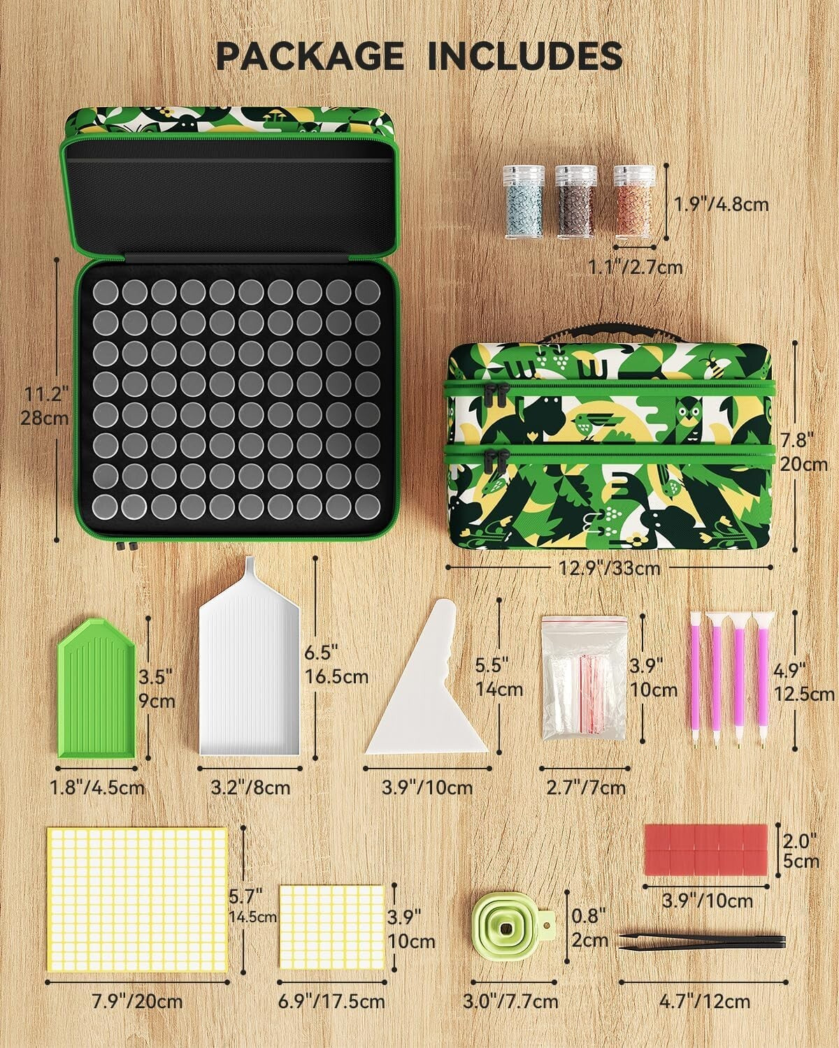 Elegant Green Diamond Painting Storage with 240 Jars - Zipper Closure for Safety