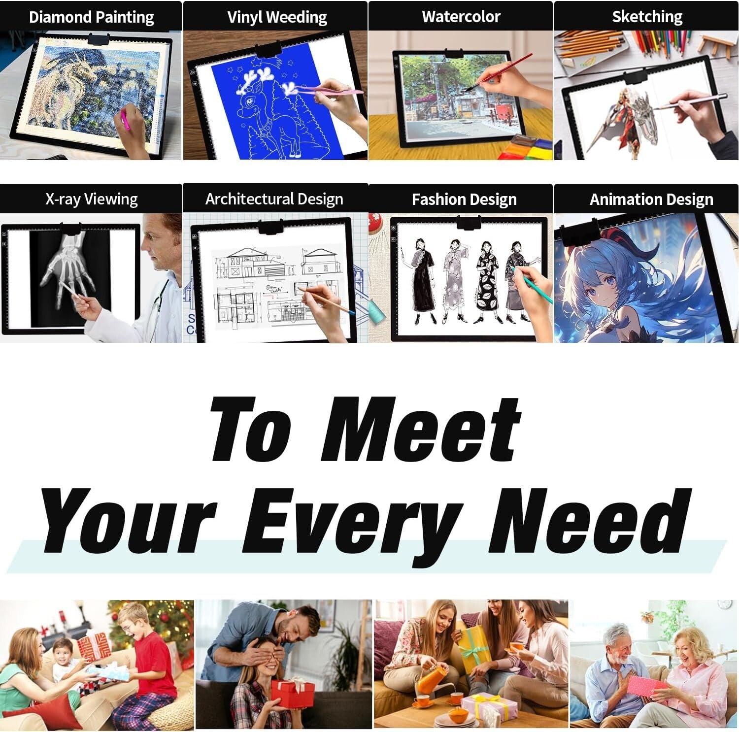 A3 Rechargeable LED Light Pad with Stepless Brightness for Artists & Crafters