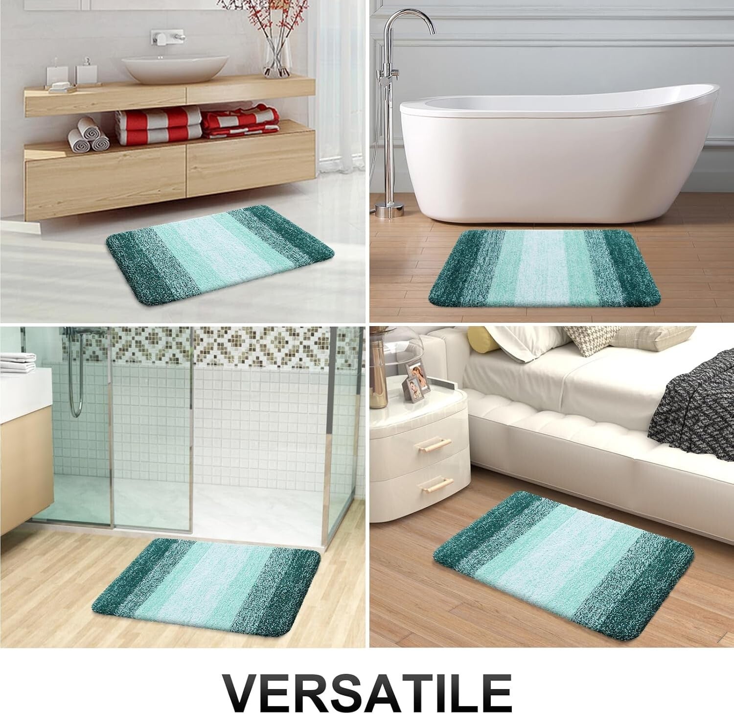 Elegant Rubber-Backed Microfiber Bath Mat 36x24 - Soft, Washable & Non-Slip