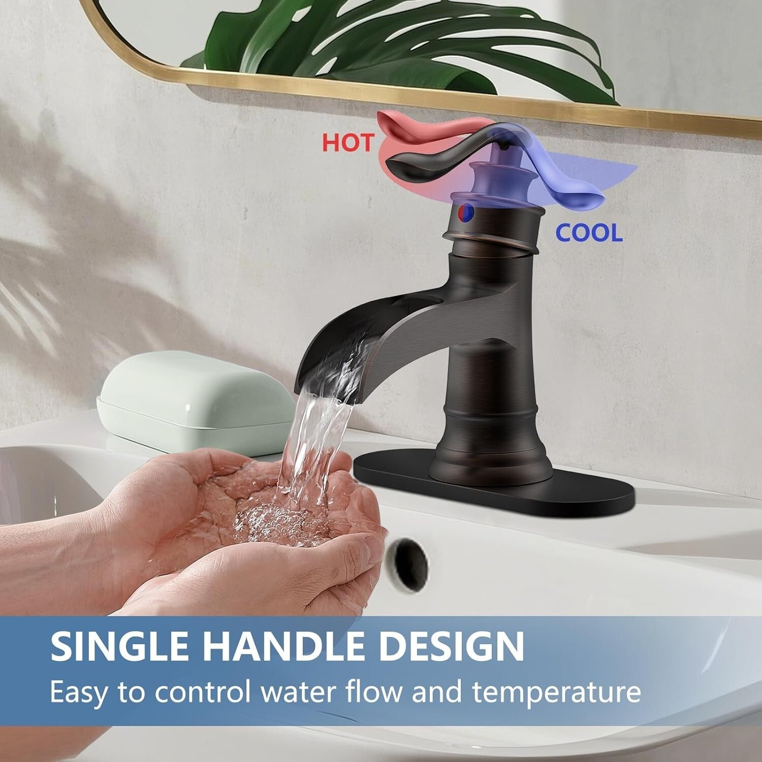 Commercial-Grade Waterfall Faucet with Lever Handle in Oil Rubbed Bronze Finish