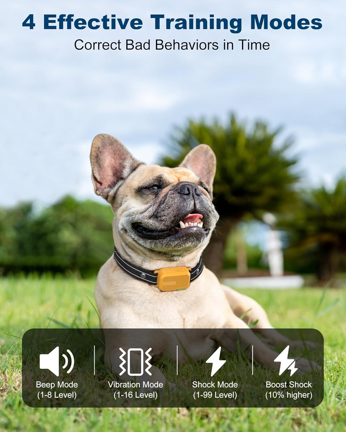 Humane Yellow Shock Collar for Dogs - 4 Training Modes, Waterproof & Lightweight