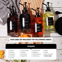 Load image into Gallery viewer, Stylish 4-Piece Coffee Syrup Dispenser Set with Funnel &amp; Labels for Home Bars