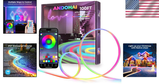 Durable IP67 Neon Rope Lights - 100FT Color-Changing LED with Smart Controls