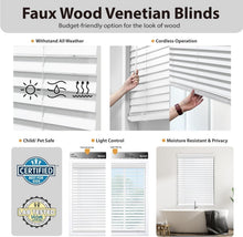 Load image into Gallery viewer, Light Filtering Faux Wood Blinds - 2" Slats, 34" W x 60" H, Safety and Elegance