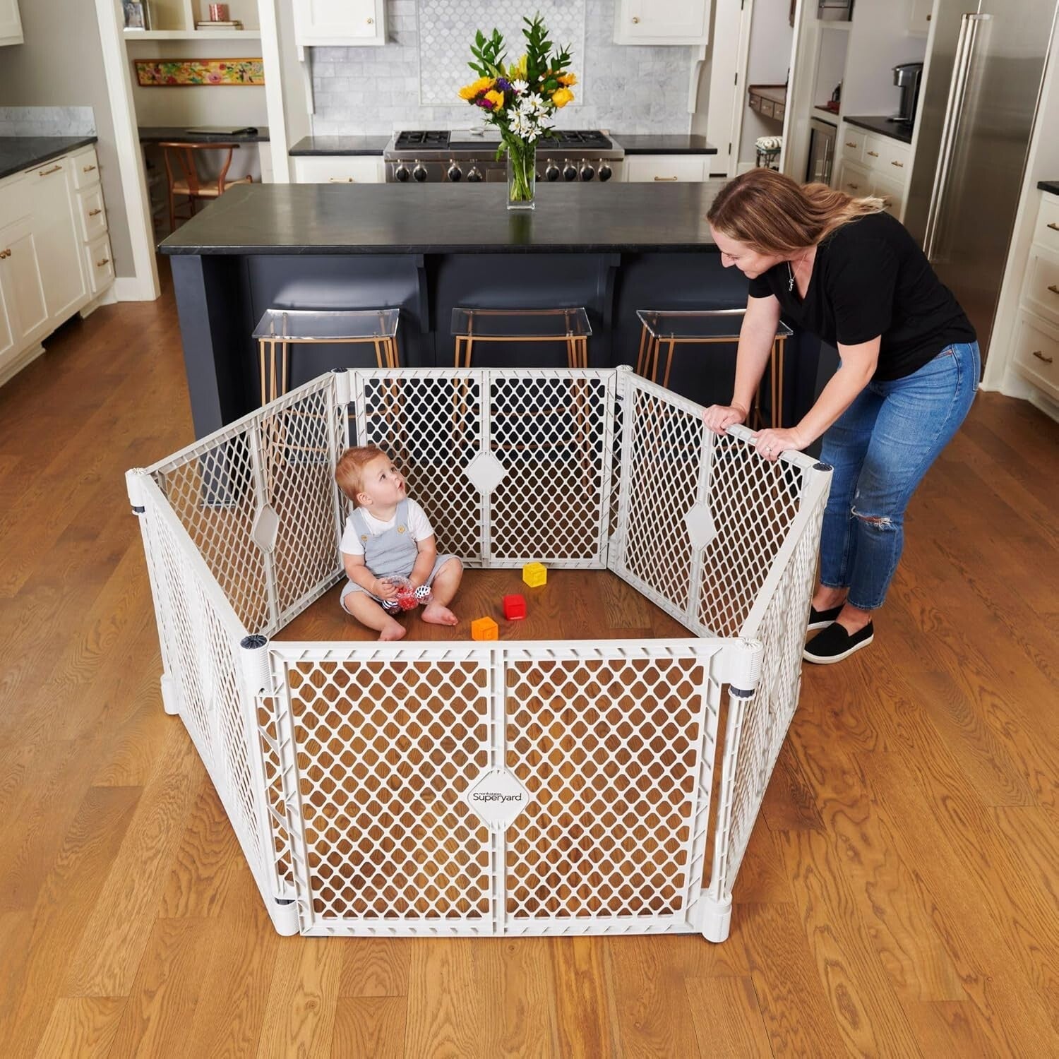 6-Panel Baby Playpen with UV-Resistant Material - Safe Indoor/Outdoor Enclosure
