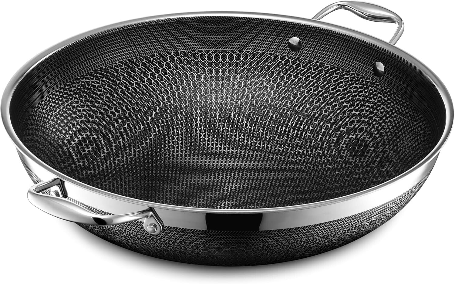 Versatile 14-Inch Nonstick Hybrid Wok with Stainless Steel Lid & Cool Handles