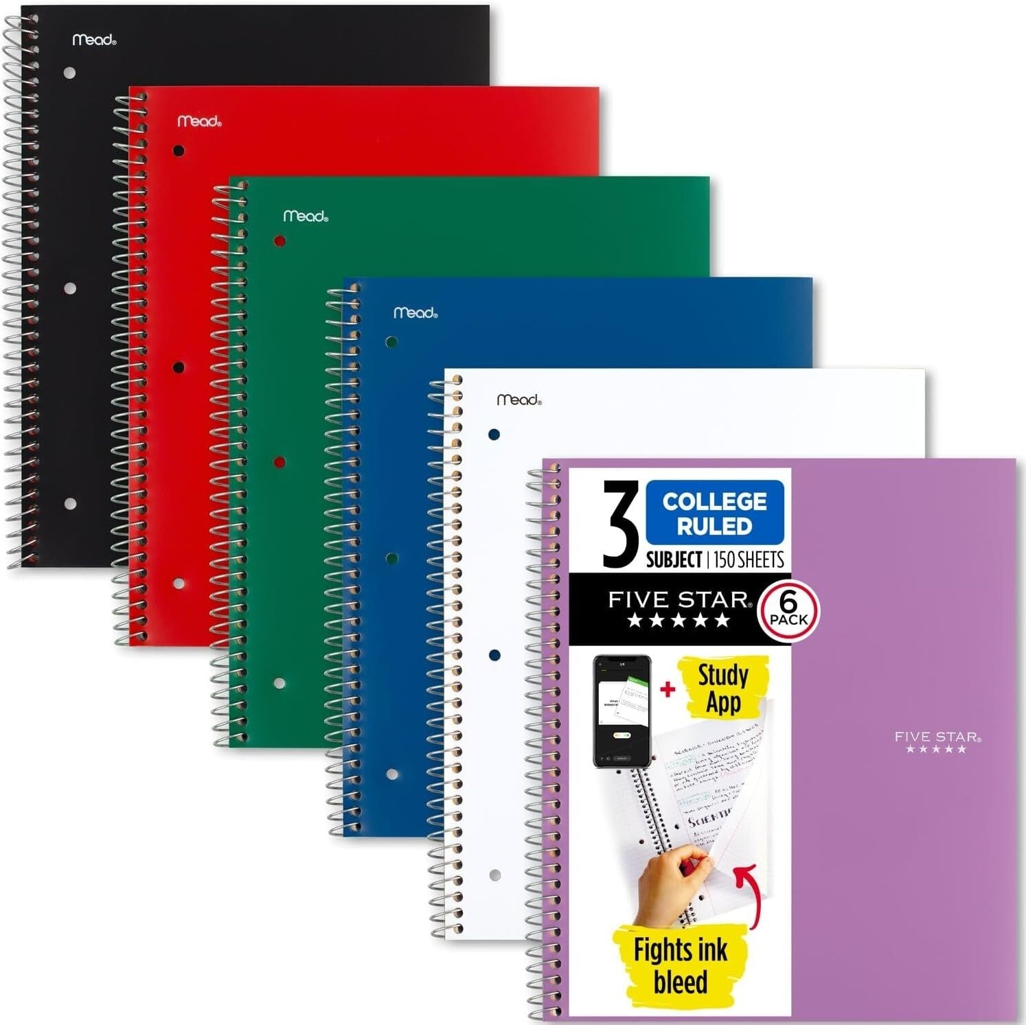 Water-Resistant Spiral Notebooks + Study App - Perfect for Organized Note-Taking
