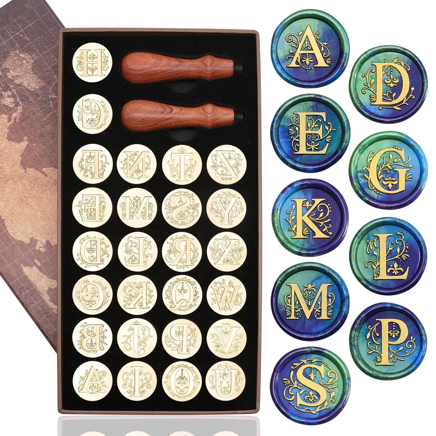 Elegant A-Z Wax Seal Set with 624 Beads & Warmer for Personalized Invitations