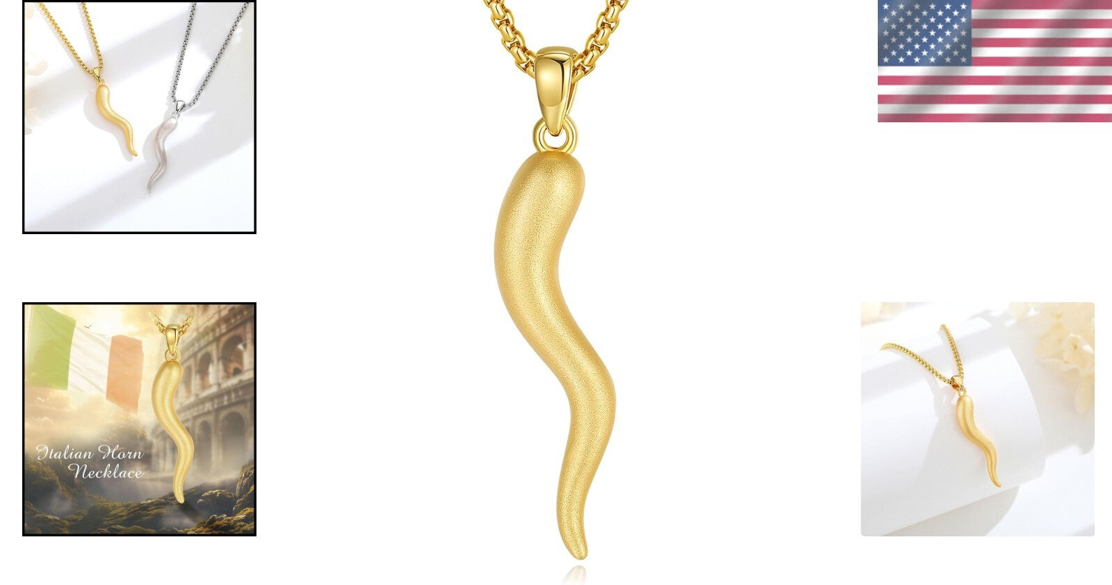 Elegant Gold Cornicello Amulet Necklace - Protection Pendant for Unisex Gifting