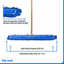 Load image into Gallery viewer, Washable 36" Blue Floor Sweeper with Cotton Blended Mop Head - Commercial Grade
