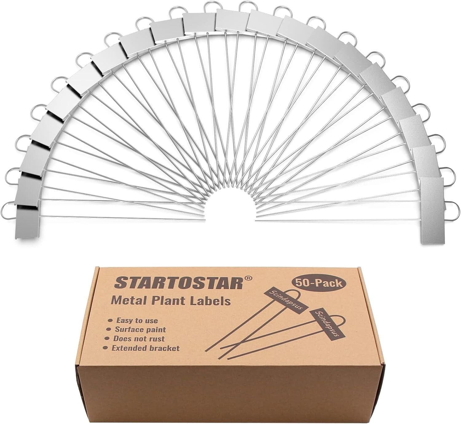 50-Pack Weatherproof Metal Plant Labels - Reusable Garden Markers, 10.6'' Height