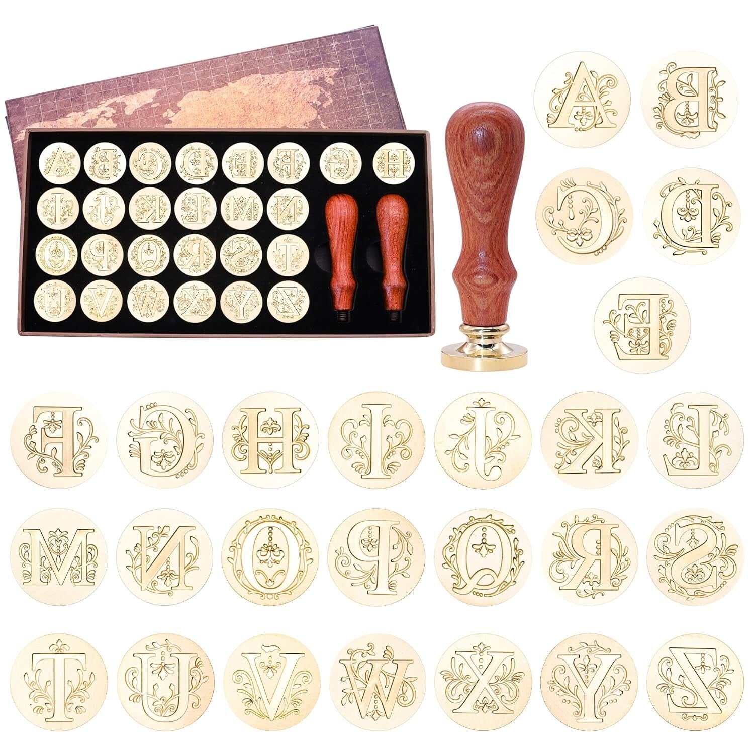 Elegant A-Z Wax Seal Set with 624 Beads & Warmer for Personalized Invitations