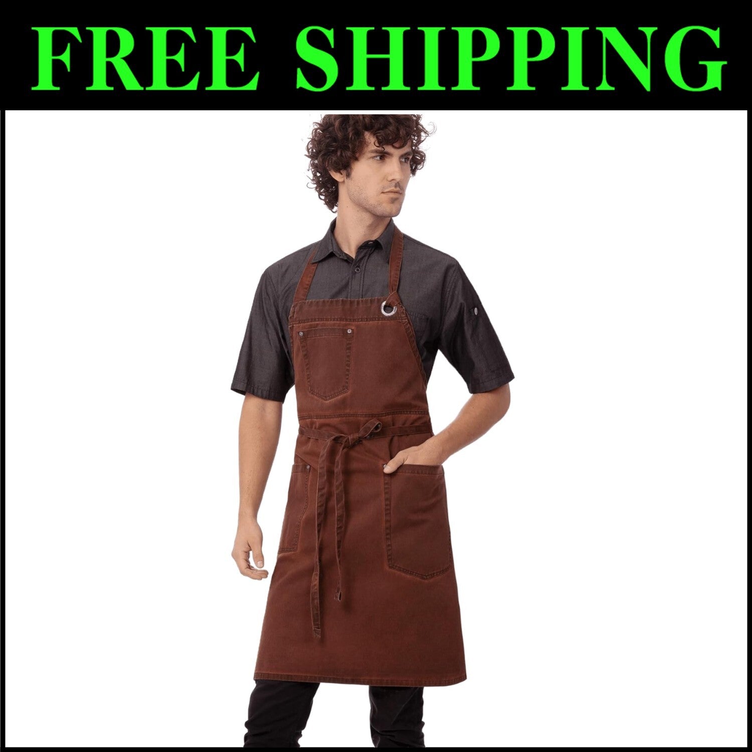 Comfortable Unisex Dorset Bib Apron with Stylish Antique Finish & 3 Pockets