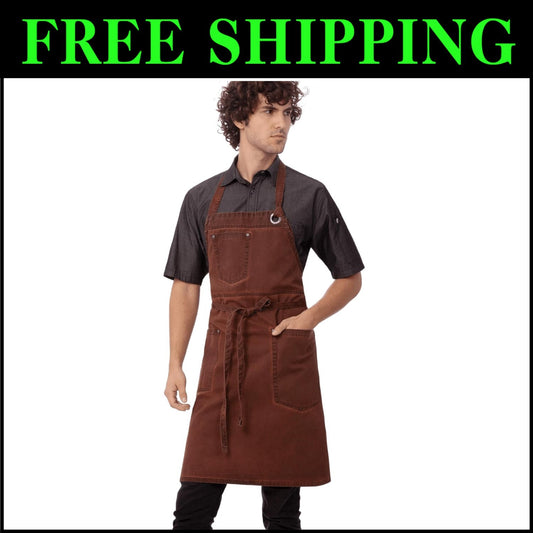 Comfortable Unisex Dorset Bib Apron with Stylish Antique Finish & 3 Pockets